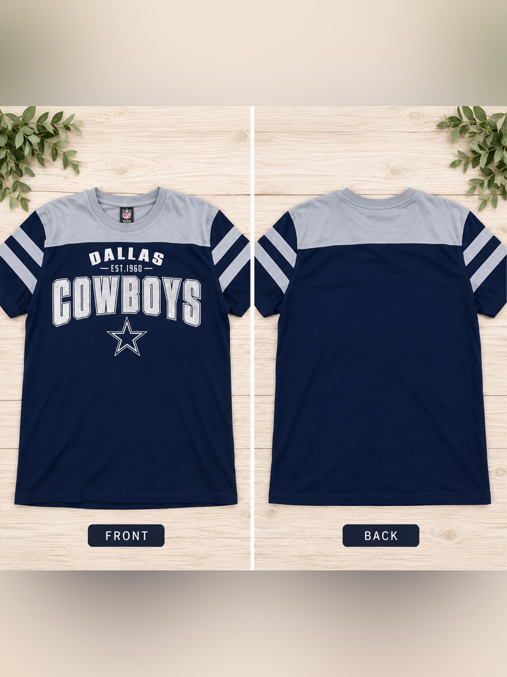 NFL Dallas Cowboys Navy and Gray Short Sleeve Tee XL